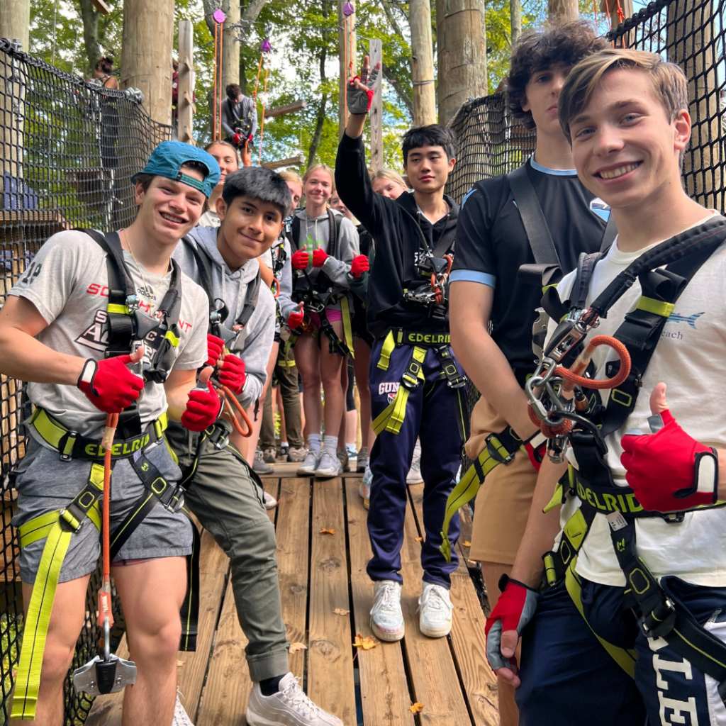 teenage boys at a ropes course birthday party
