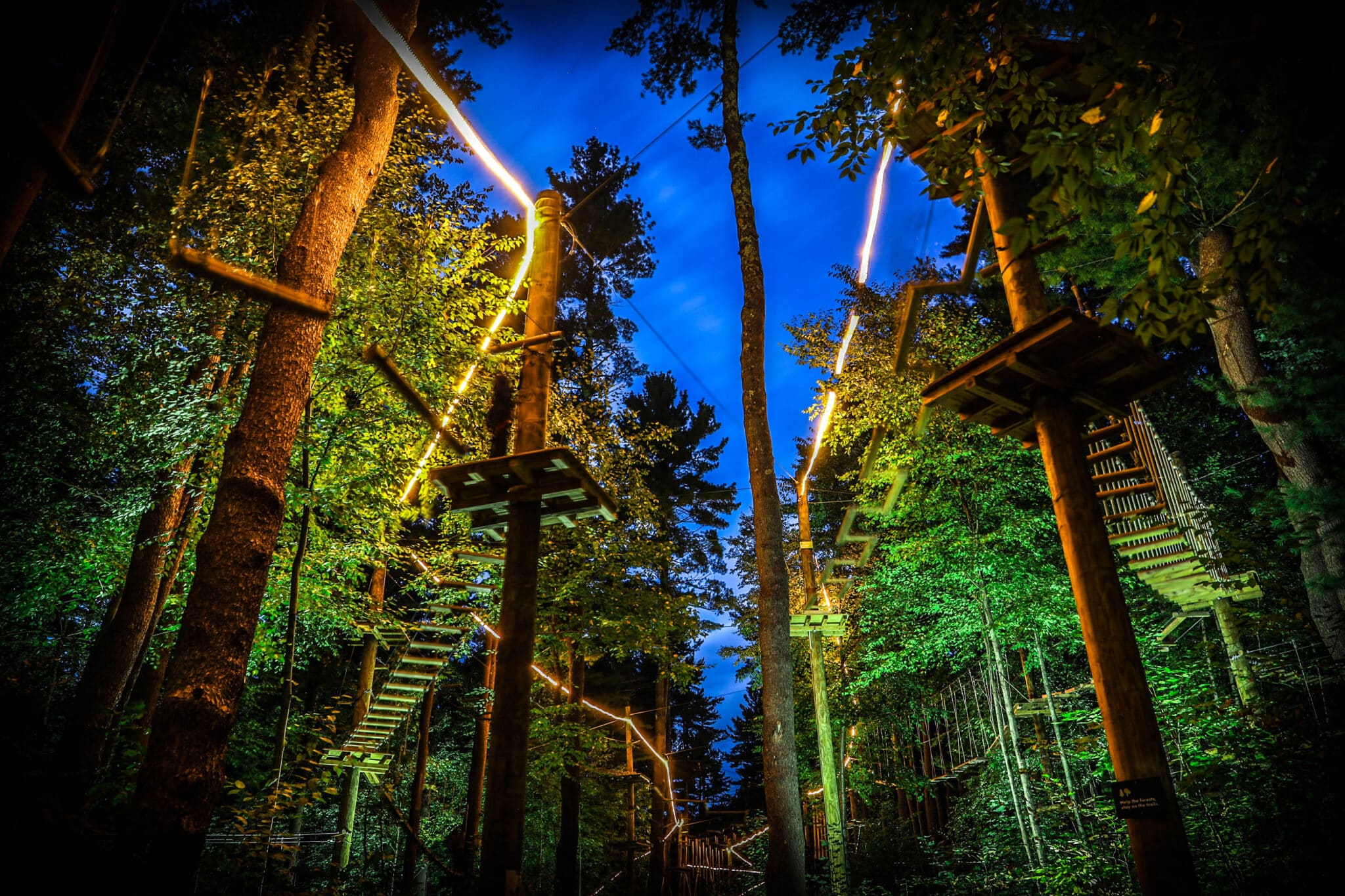 Adventure Park At Night in Berlin, MA Boundless Adventure Park